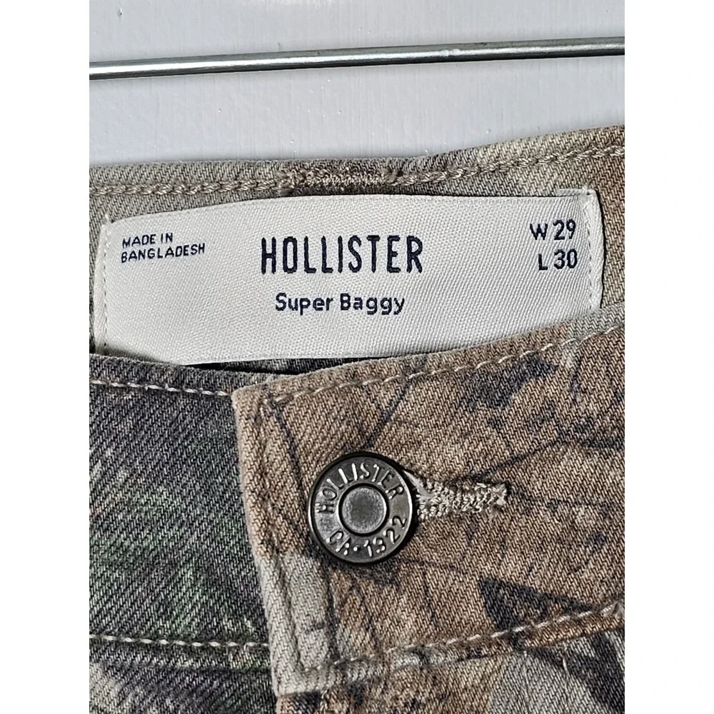 Hollister Super Baggy Camo Jeans Wide Leg Streetwear Skate Men Sz 29x30Fit 29x29